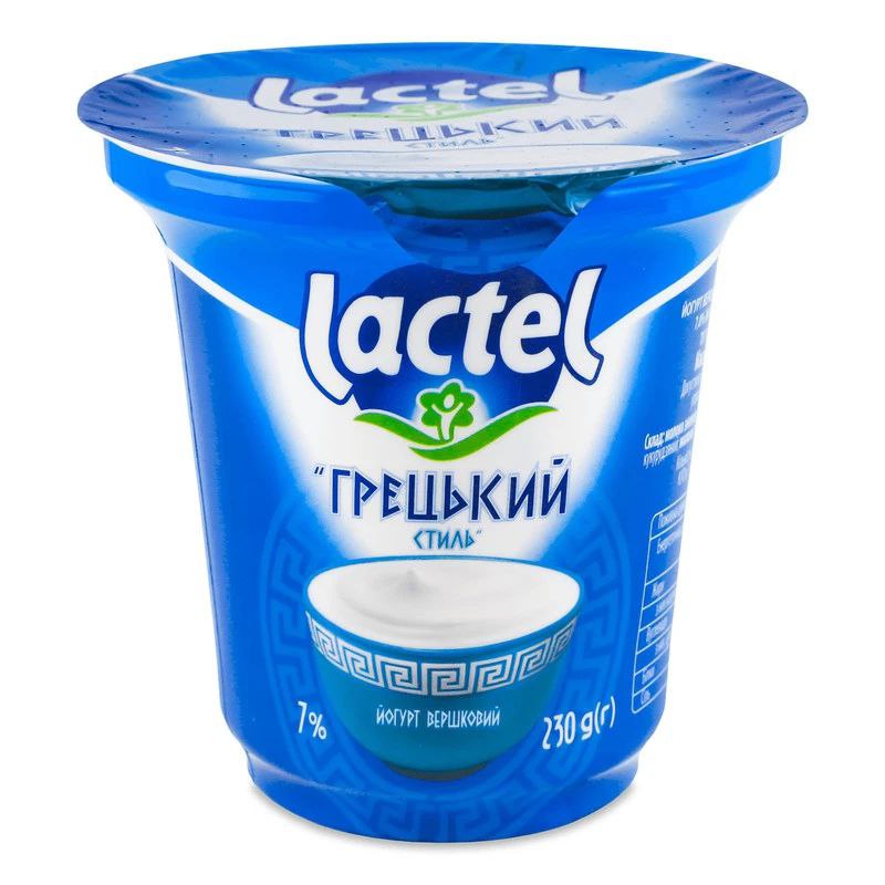 Йогурт Лактель вершковий Грецький стиль 7% стакан 230г